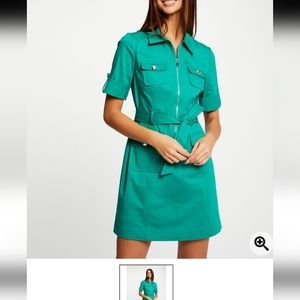 MICHAEL MICHAEL KORS midi shirt dress kelly Green belted &roll sleeve